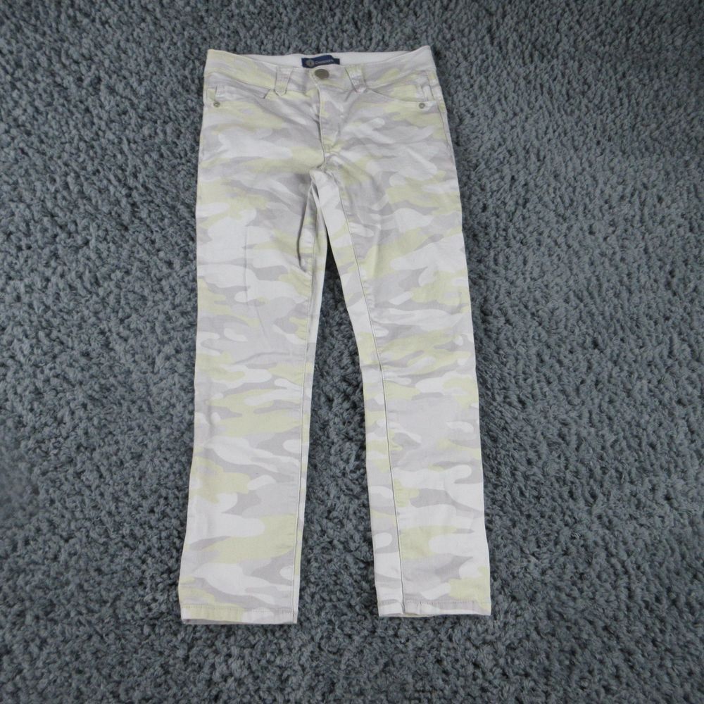 Democracy Jeans Womens 6 Gray White Yellow Camouflage Denim Tapered 28x25*